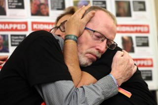 Family members of Israeli hostages press conference at Israeli Embassy in London