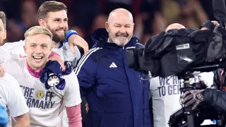 Clarke and his players after Sunday’s 3-3 draw with Norway in their final qualifier